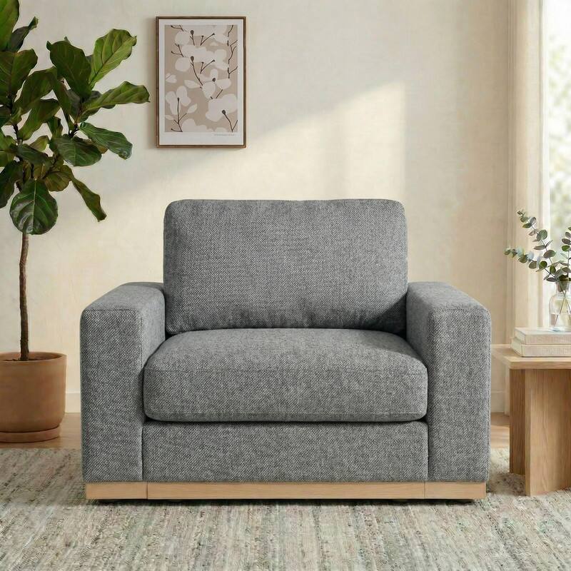 Front. Dyonery - Dyonery 42" Loveseat Sofa,Mid Century Modern Love Seat,Super Comfy Sofas,Deep Seat,Wide Armrest,Sturdy Frame - Gray.
