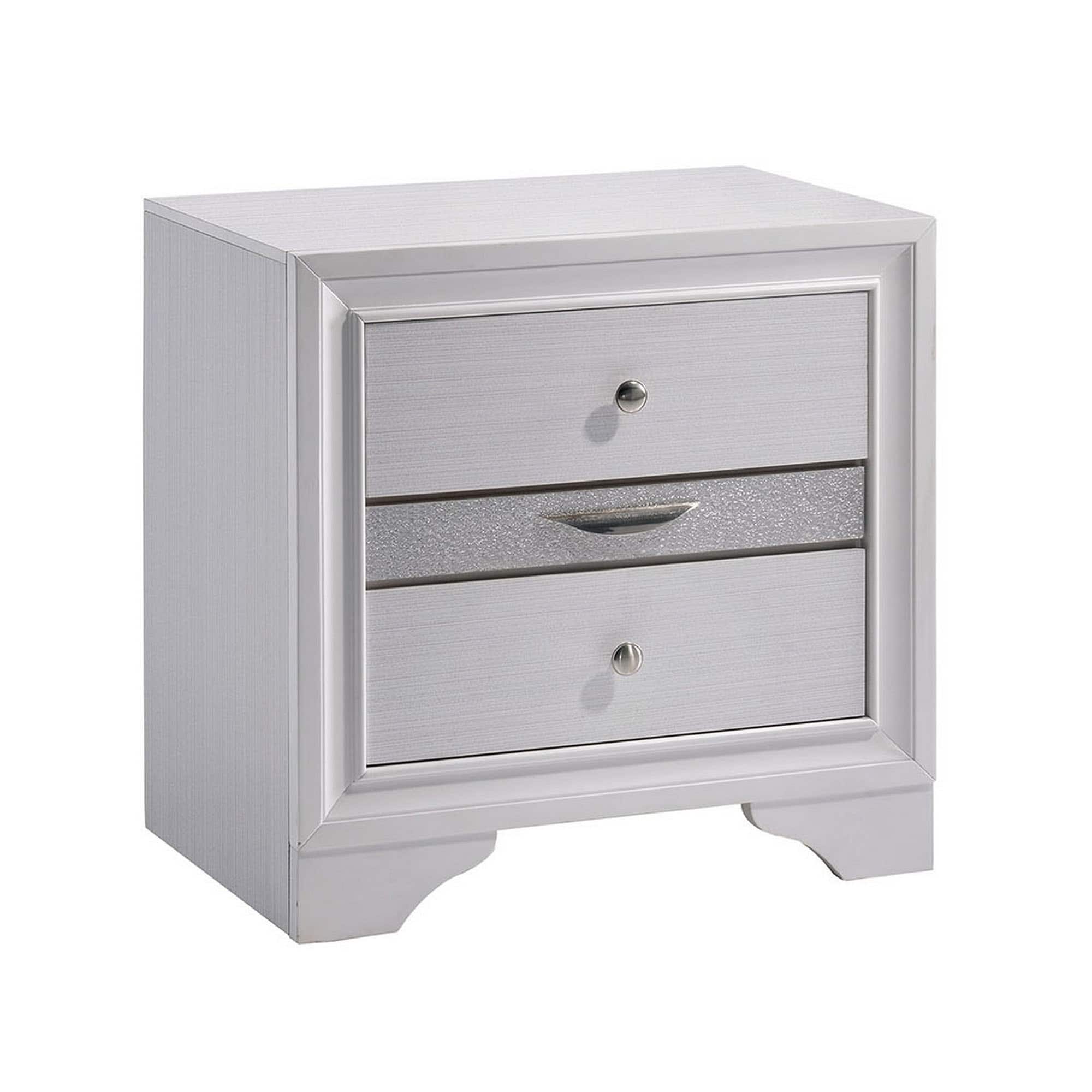 Manhattan Lane - Contemporary Solid Wood Night Stand With Jewelry Drawers - White