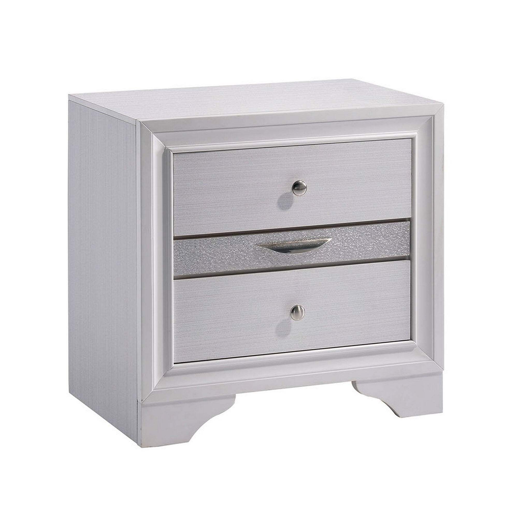 Front. Manhattan Lane - Contemporary Solid Wood Night Stand With Jewelry Drawers - White.