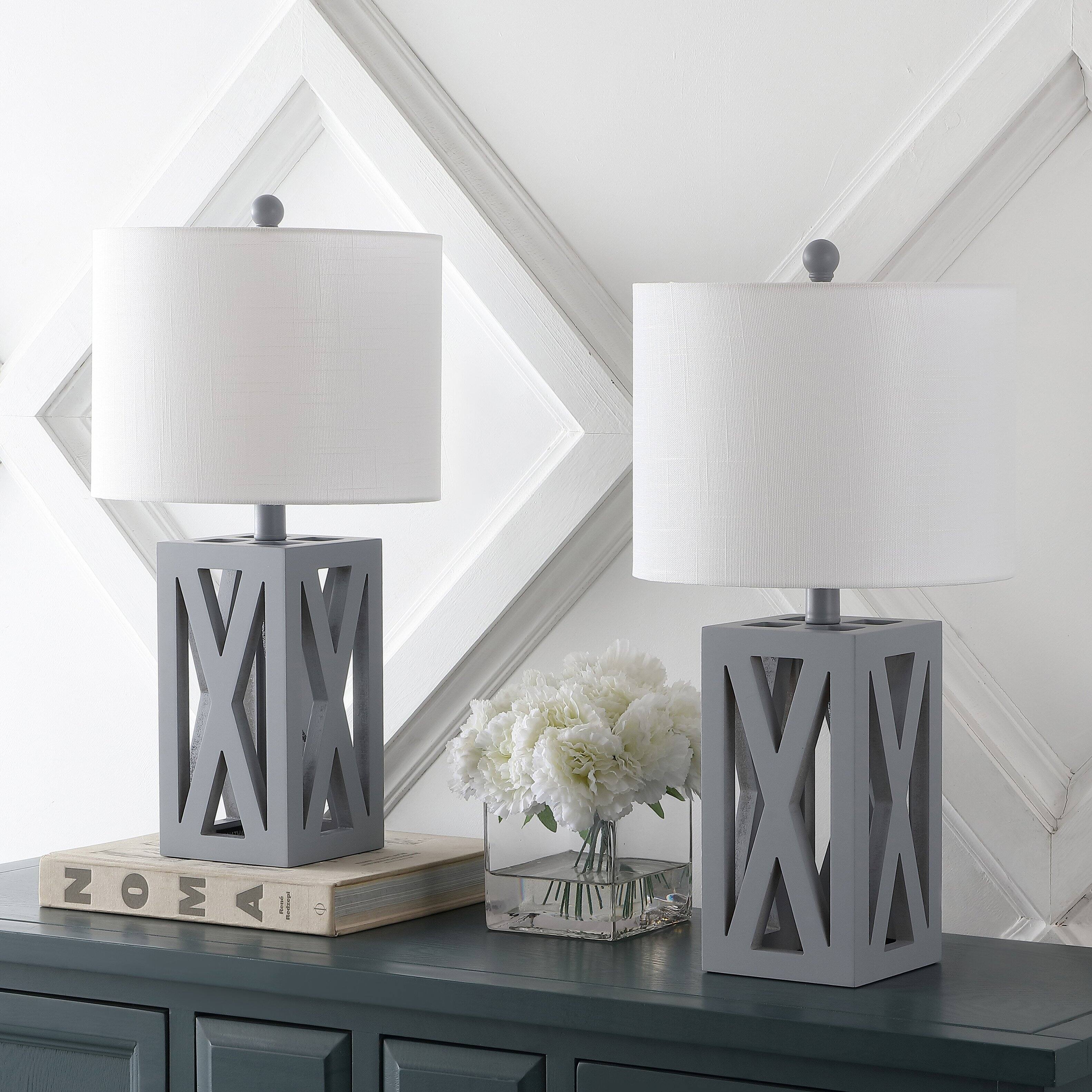Alt View 4. Jonathan Y - Stewart 21.5" Farmhouse Wood LED Table Lamp, Gray (Set of 2) - Gray.