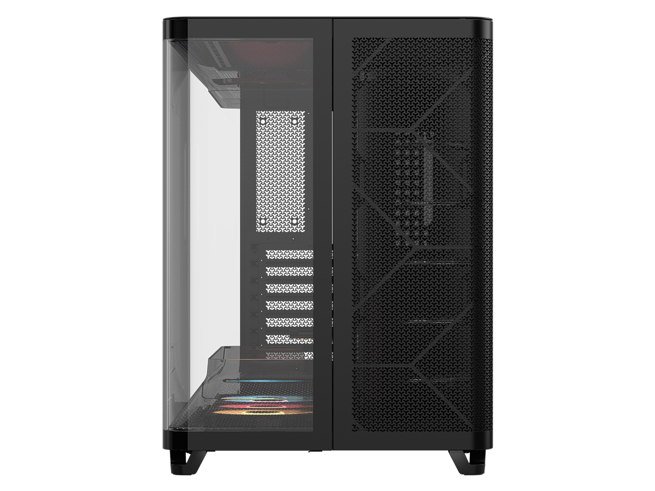 Alt View 1. CORSAIR - Corsair AIR 5400 RS-R ARGB Triple Chamber Mid-Tower Case - Black, 3x RS-R 120mm Fans, BTF Design - Black.