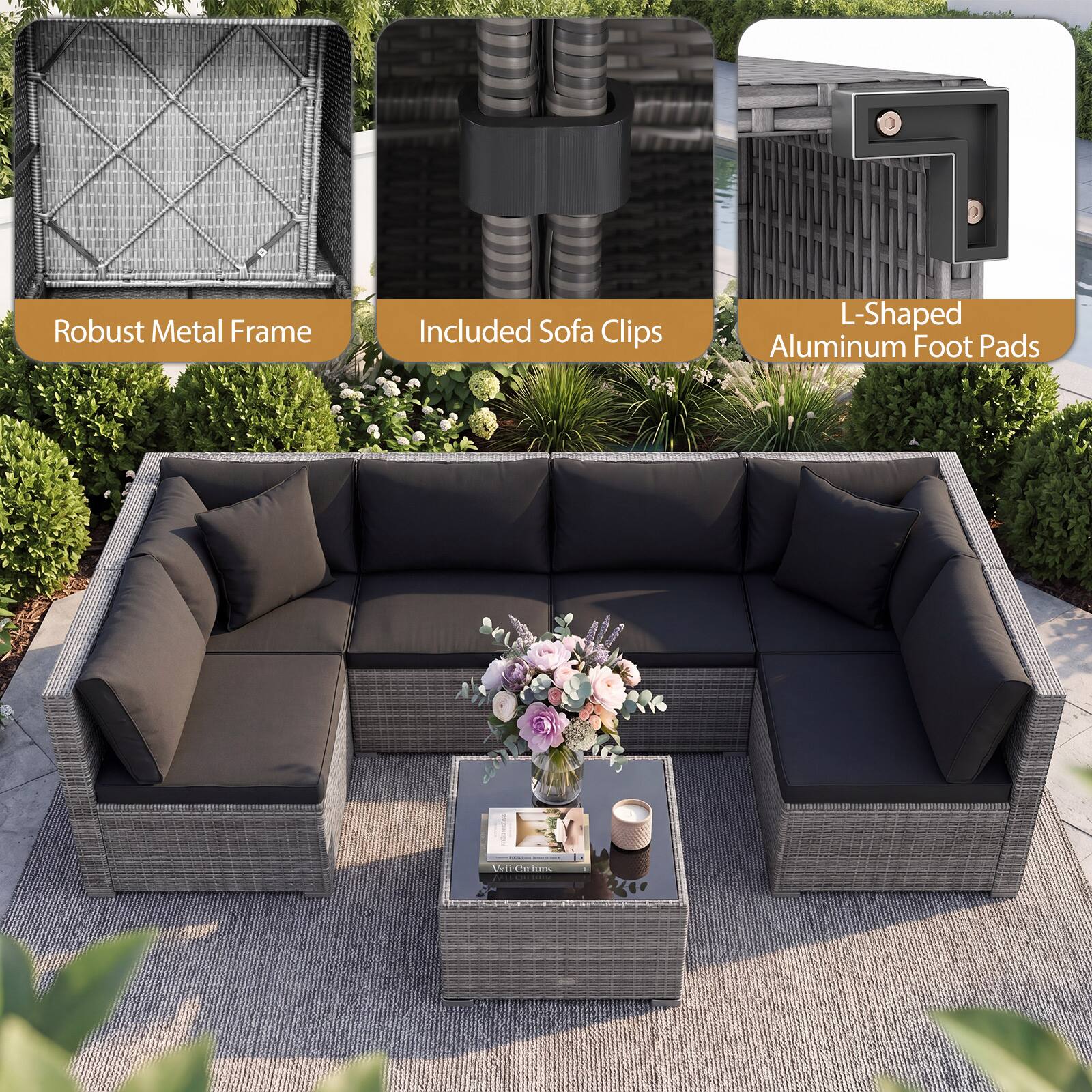 Robust Metal Frame Included Sofa Clips L-Shaped Aluminum Foot Pads
