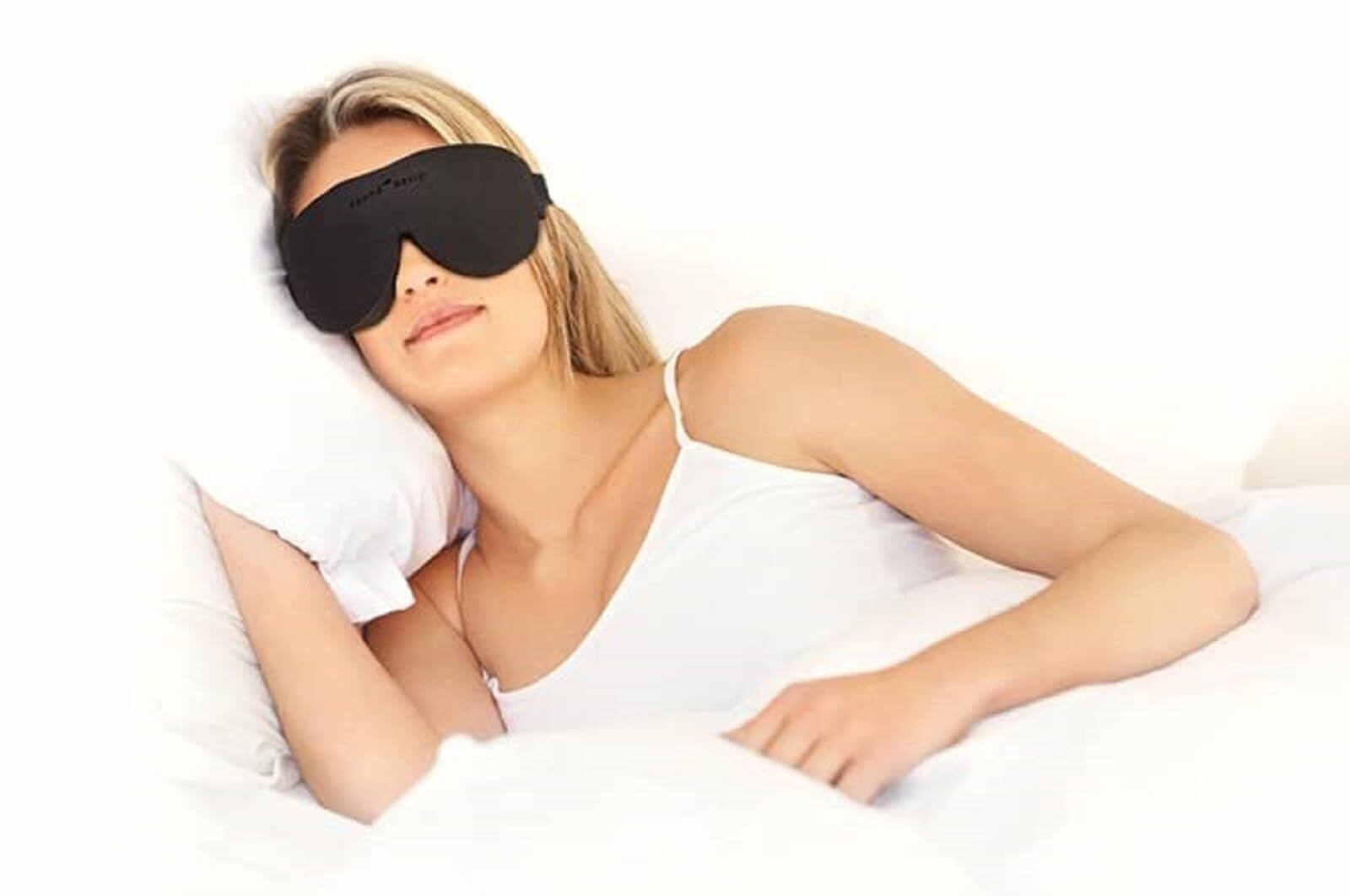 Back. Sound Oasis - Glo to Sleep Eye Mask for Adults, Sleep Aid for Men & Women, Deep REM Sleep, Fast Sleep, 100% Light Blocking - Black.
