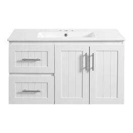 Boyel Living - 36 Inch Wall Mounted Bathroom Vanity with Ceramic Sink - White