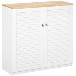 Homcom - Sideboard Buffet with Louvered Doors, Adjustable Shelf - White