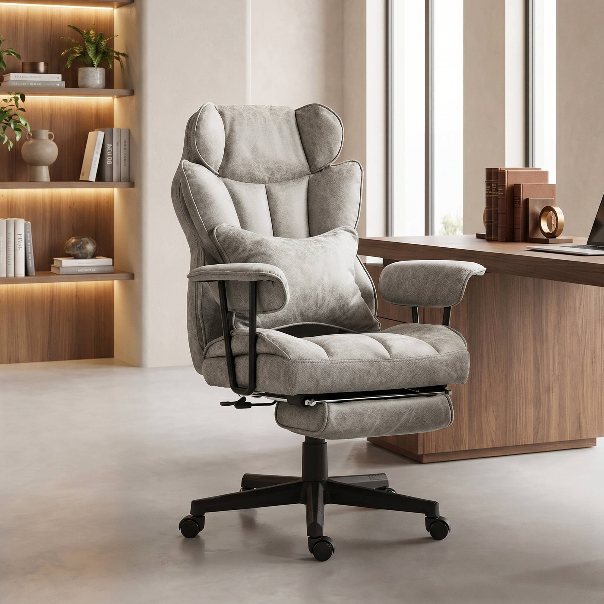 Alt View 1. Homcom - Big and Tall Office Chair, Massage Office Chair with Footrest - Gray.