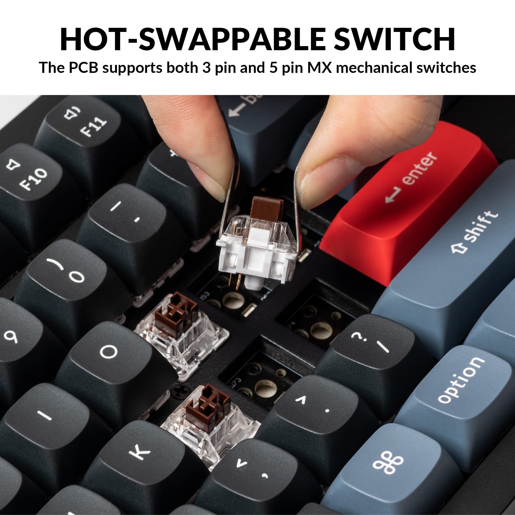 HOT-SWAPPABLE SWITCH  
The PCB supports both 3 pin and 5 pin MX mechanical switches