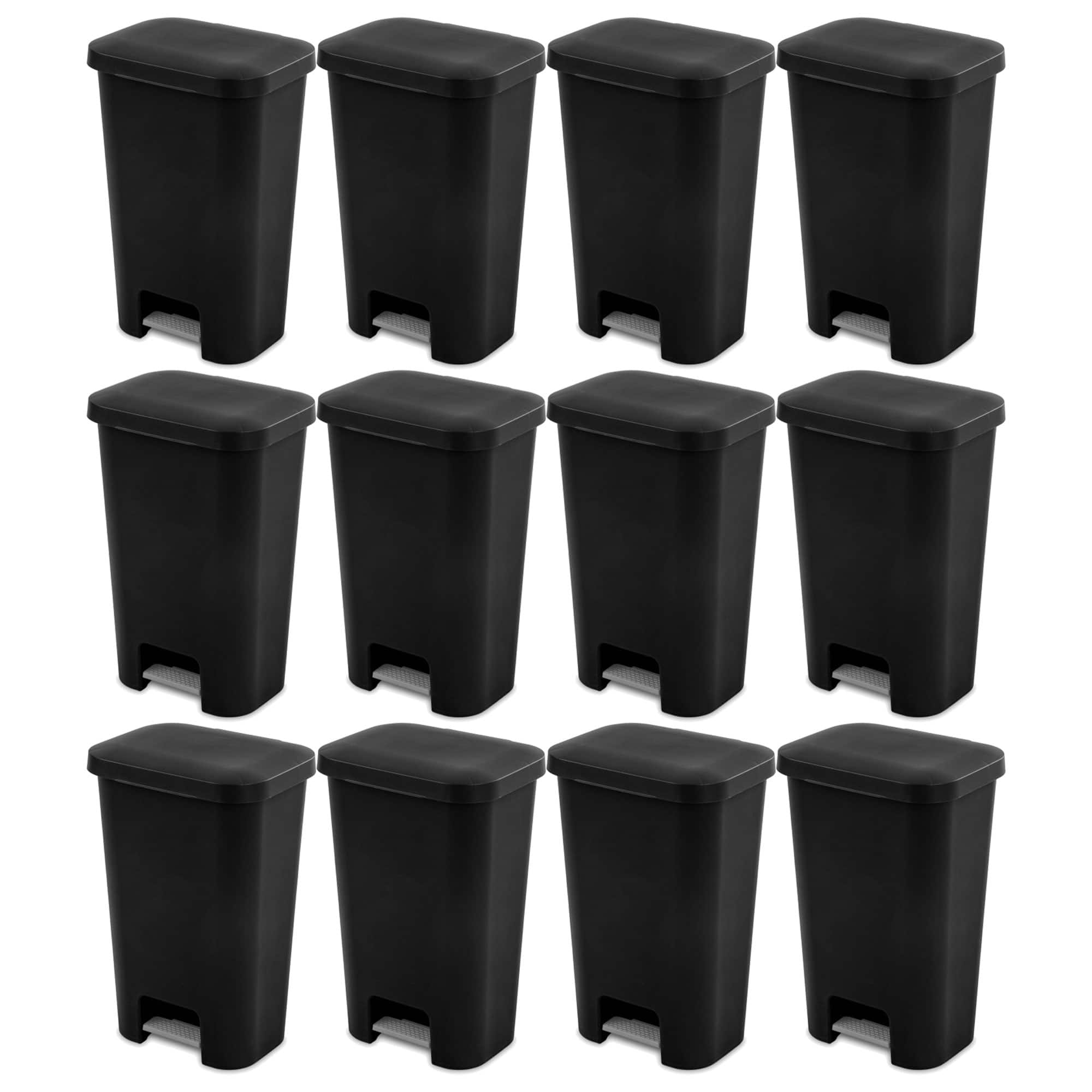 Sterilite - 11.9 Gal Rectangle Step On Trash Kitchen Wastebasket, (12 Pack) - Black