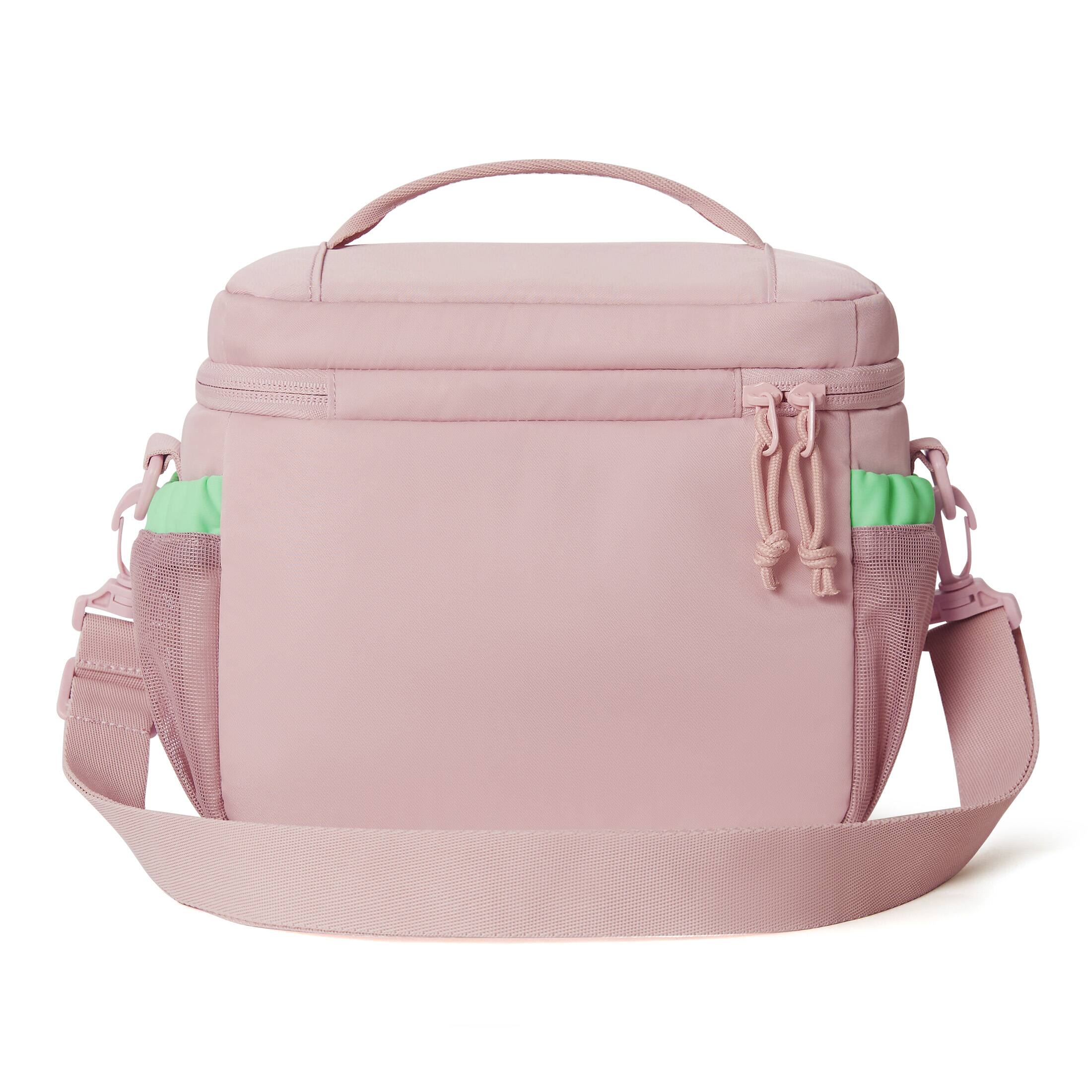 Angle. Bagsmart - Focus Lunch Bag Insulated Meal Prep Tote for Work School Travel, 6L Leak-Proof Small Bag with Crossbody Strap - Pink.