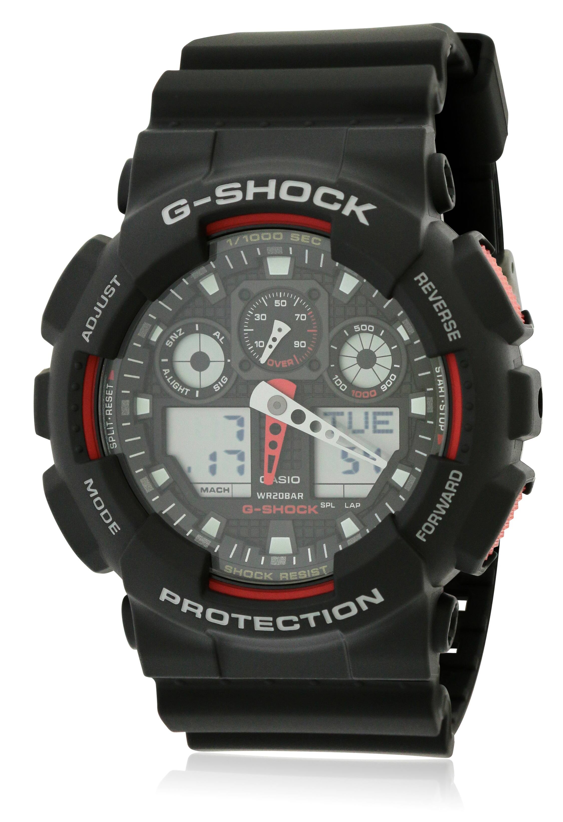 G-SHOCK  
1/1000 SEC  
50 REVERSE  
ADJUST  
SNZ I AL 30 10 90 70 500  
OVERL  
A.LIGHT  
SIG 100 1000  
006  
START-STOP  
SPLIT-RESET  
TUE  
C  
SIO  
MACH  
WR20BAR  
MODE  
SPL  
LAP  
FORWARD  
G-SHOCK  
SHOCK RESIST  
PROTECTION