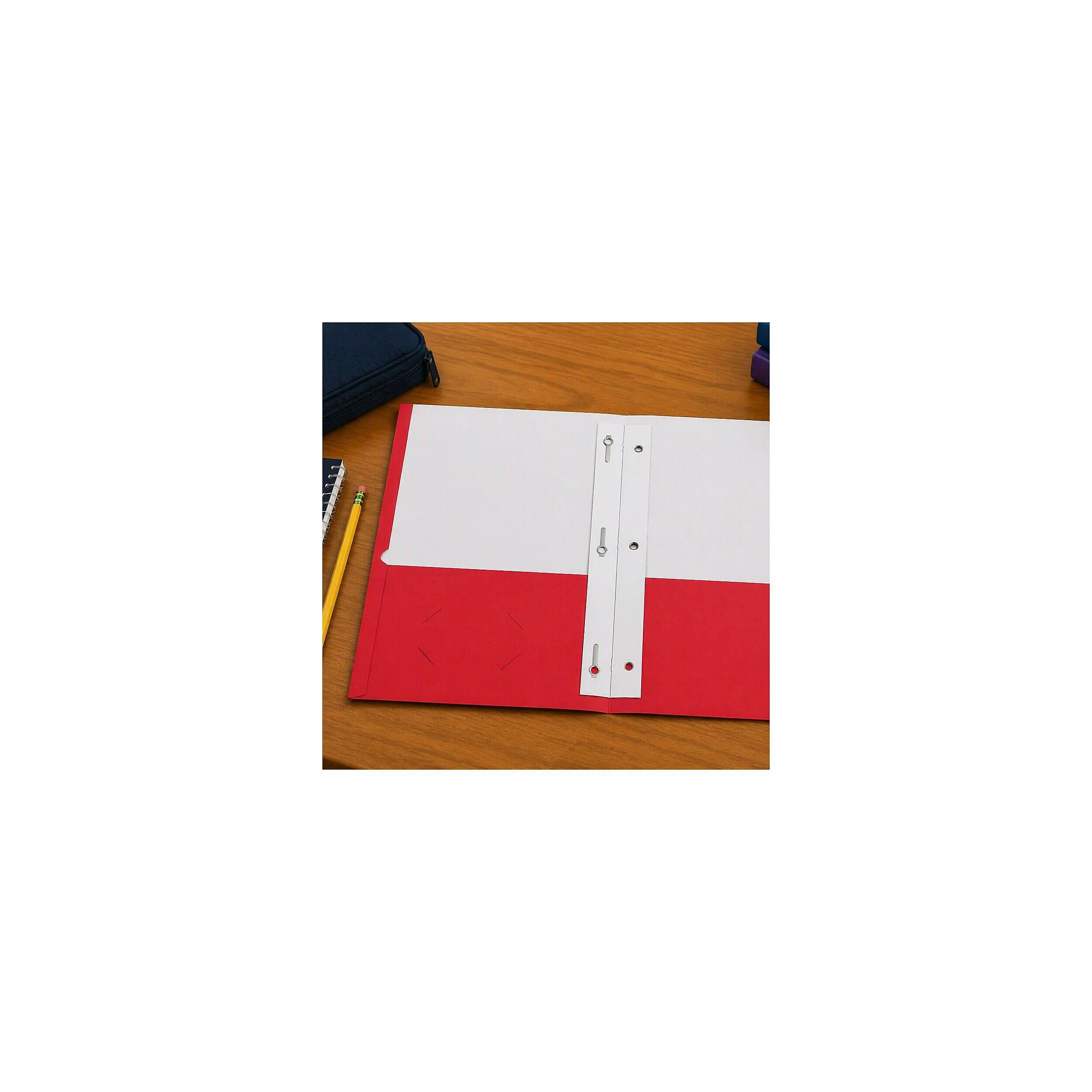 Alt View 9. Staples - Smooth 2-Pocket Paper Folder with Fasteners, 25/Box - Red.