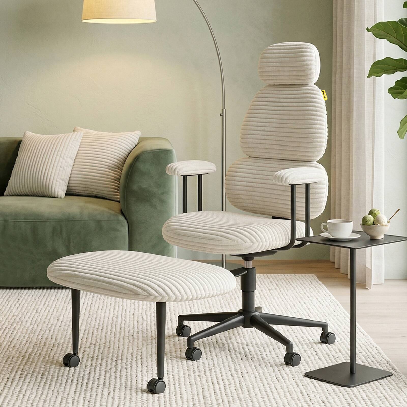 Alt View 1. Pinmoco - Ergonomic Criss Cross Office Chair with Armrests, Adjustable Height, Swivel Casters, Gaming Chair - Off-white.