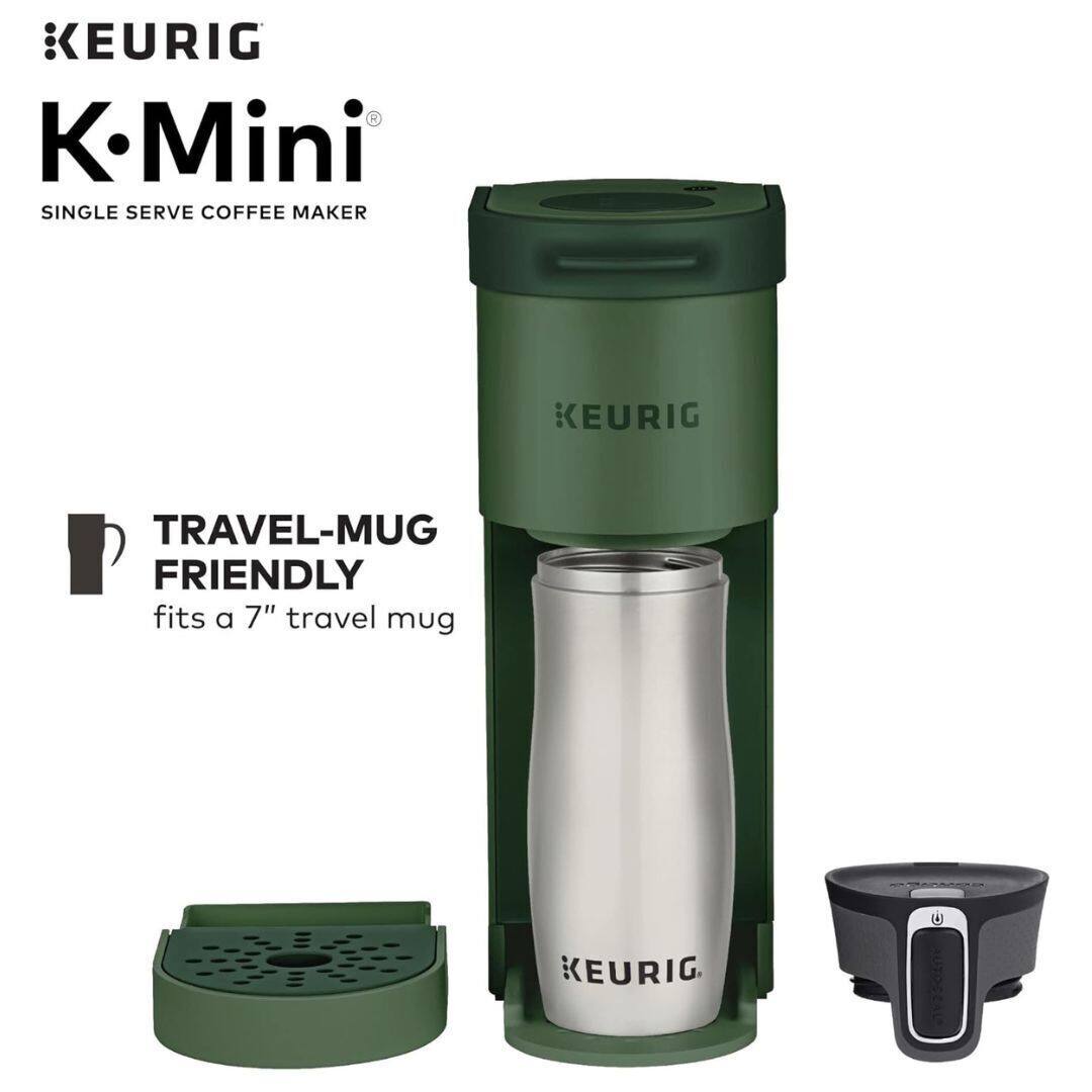 KEURIG K-Mini  
SINGLE SERVE COFFEE MAKER  

TRAVEL-MUG FRIENDLY  
fits a 7" travel mug