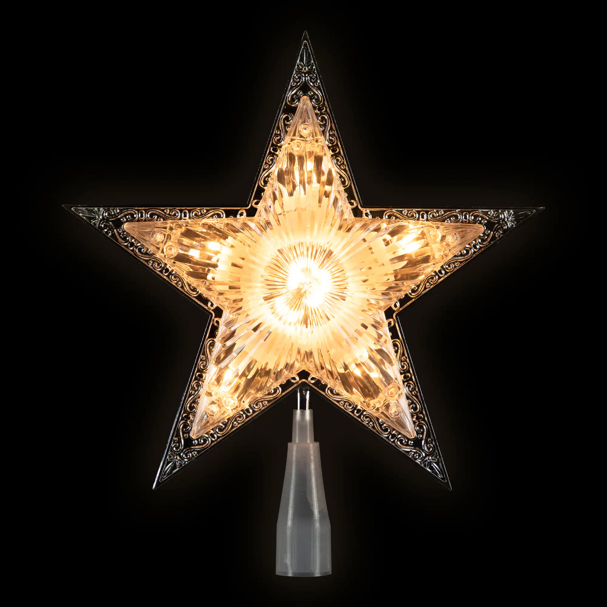Alt View 2. Northlight - 9" Pre-Lit Silver and Clear Crystal 5 Point Star Christmas Tree Topper - Clear Lights - Silver.