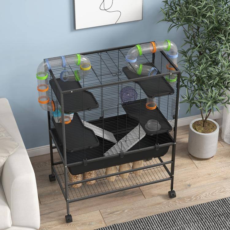 PULUZ Small Animal Cage for Syrian Hamster, Gerbil Cage with Tubing ...