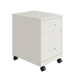 Space Solutions - 18" Deep 2 Drawer Letter Width Mobile Vertical File Cabinet with Accessory Drawer - Pearl White