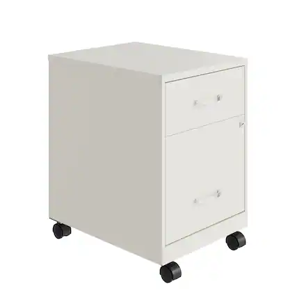 Front. Space Solutions - Space Solutions 18" Deep 2 Drawer Letter Width Mobile Vertical File Cabinet with Accessory Drawer, Pearl White - Pearl White.