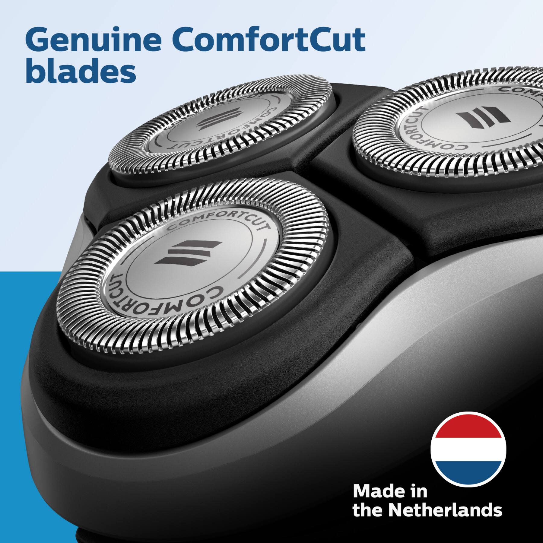 Left. Philips Norelco - Shaving Heads for Shaver Series 3000, 2000, 1000 and Click & Style, SH30/52 - Silver.