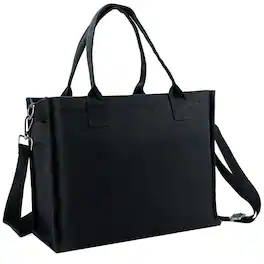 DORLUKFU - Canvas Tote Bag for Women, Large Laptop Crossbody Bag Travel Tote Handbag Everything Bag with Zip Simple Bag - Black