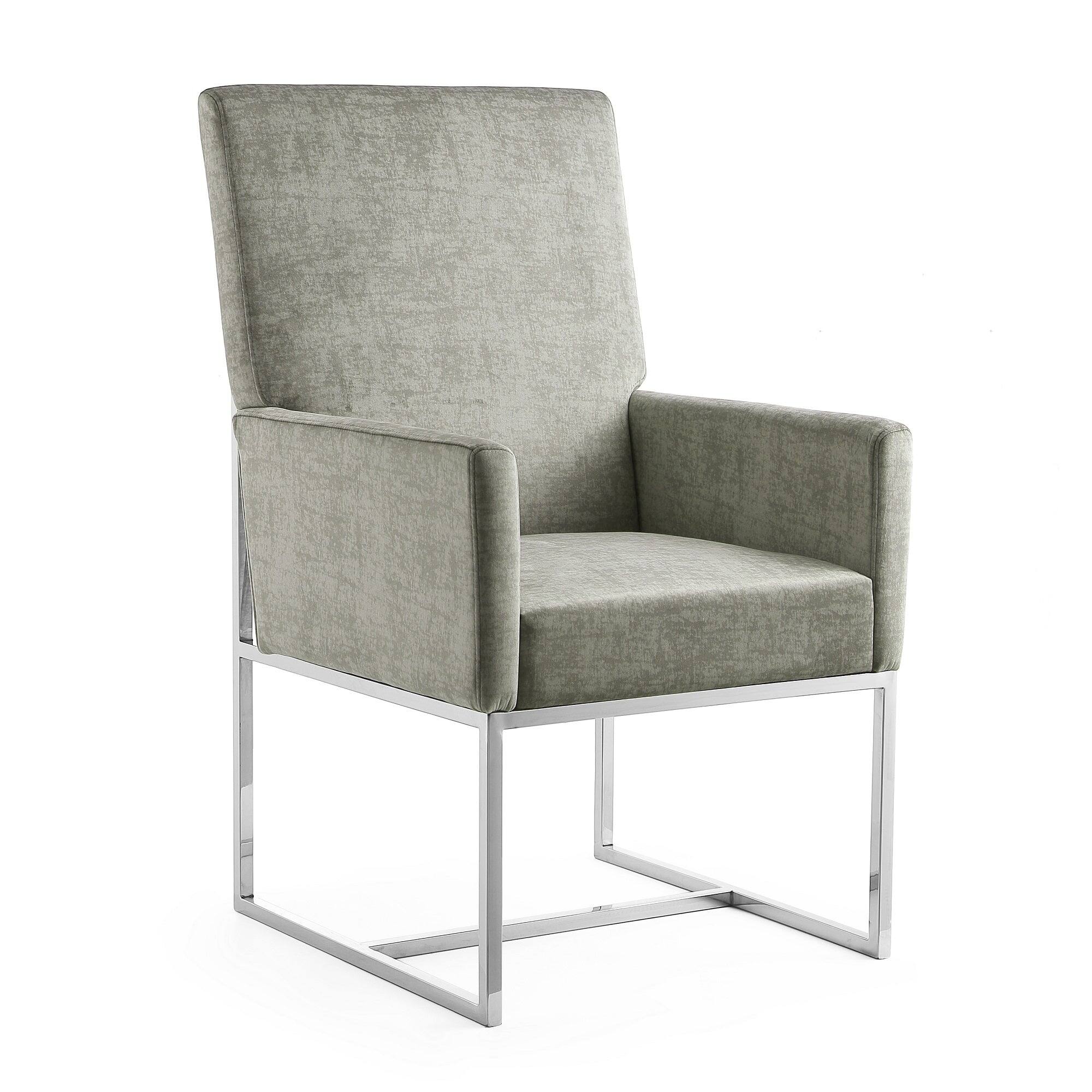 Front. Manhattan Comfort - Element Modern Metal Velvet Dining Chair - Steel.