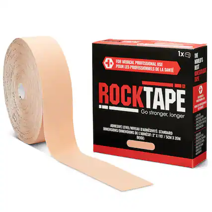 1x THE WORLD'S BEST KINESIOLOGY TAPE
FOR MEDICAL PROFESSIONAL USE
POUR LES PROFESSIONNELS DE LA SANTÉ
ROCKTAPE
Go stronger, longer
ADHESIVE LEVEL/NIVEAU D'ADHÉSIVITÉ: STANDARD
DIMENSIONS/DIMENSIONS DE L'ADHÉSIF: 2" X 115 / 5CM X 35M
BEIGE