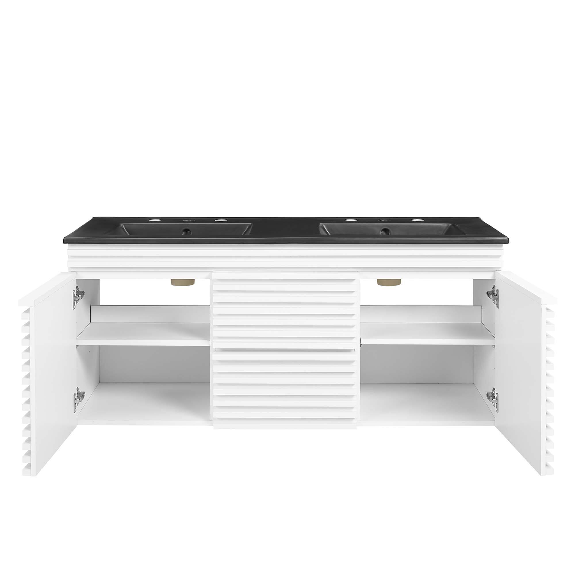 Alt View 5. Modway - Render 48" Wall-Mount Bathroom Vanity Basin Included by Modway - White Black.