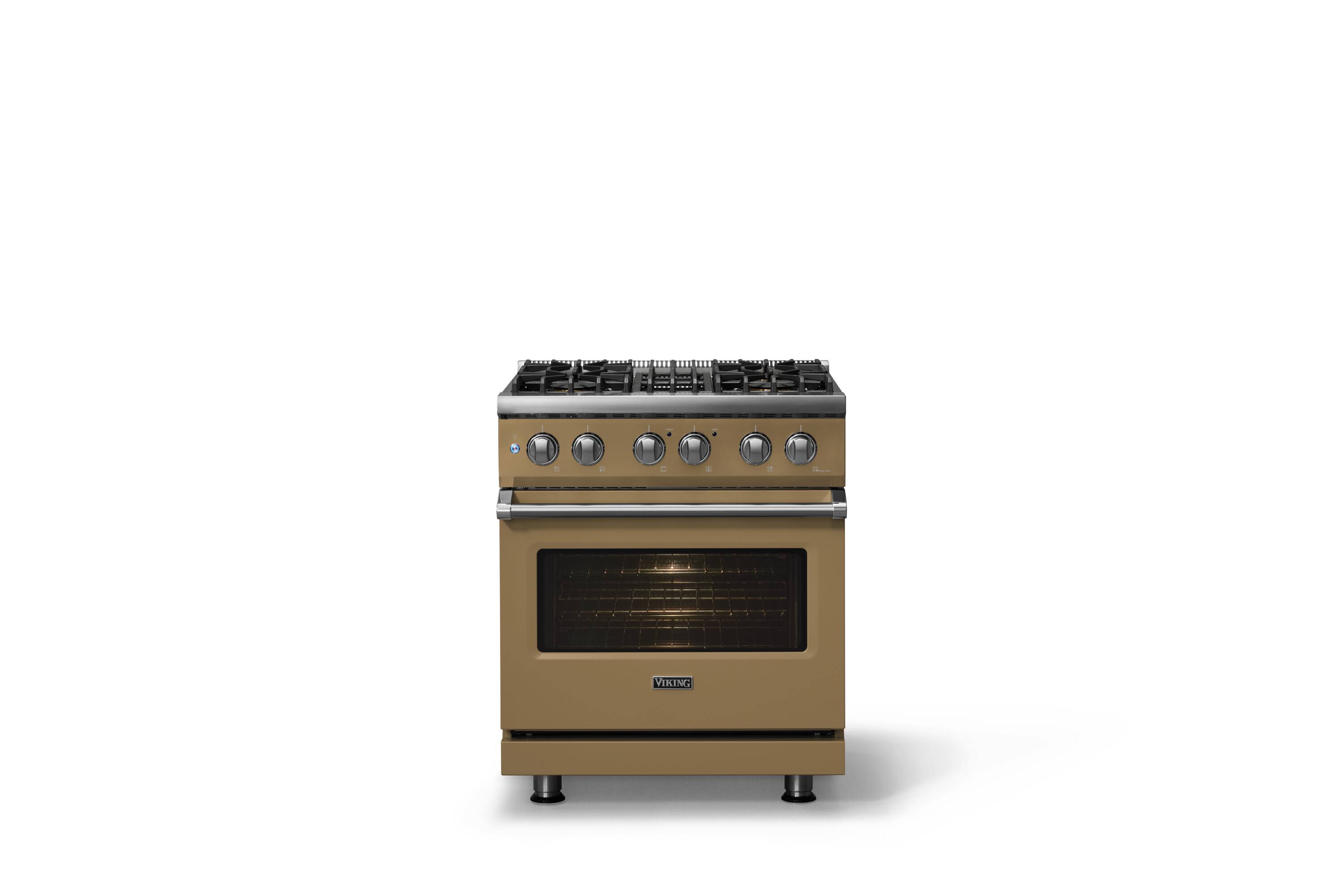 Alt View 1. Viking - 30 in. Wide 4 Burner Pro 5 Series 4.7 Cu. Ft. Freestanding Sealed Dual Fuel Convection Range - Golden Hour - Golden Hour.