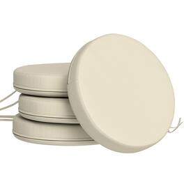 Outsunny - Outdoor Bistro Chair Cushions Set of 4 with Machine Washable Cover, 15" x 15" x 3" Thick Round Seat Cushions - Cream