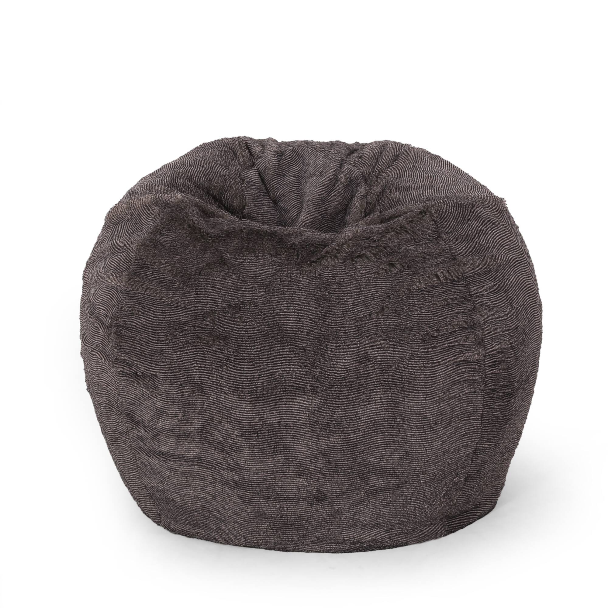 Front. GOODSILO - Luxurious 3 Foot Round Faux Fur Bean Bag Chair for Ultimate Comfort and Style - Brown+Beige.