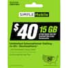 4G LTE & 5G COMPATIBLE SIMPLE Mobile $40 Plus Unlimited at High taxes and Speed, Talk fees & then Text 2G* Unlimited International Calling to 85+ Destinations** + $10 Worldwide Calling Credit* No-Contract 30-Day Plan 5G Network See back of card for details. Image does not depict coverage.