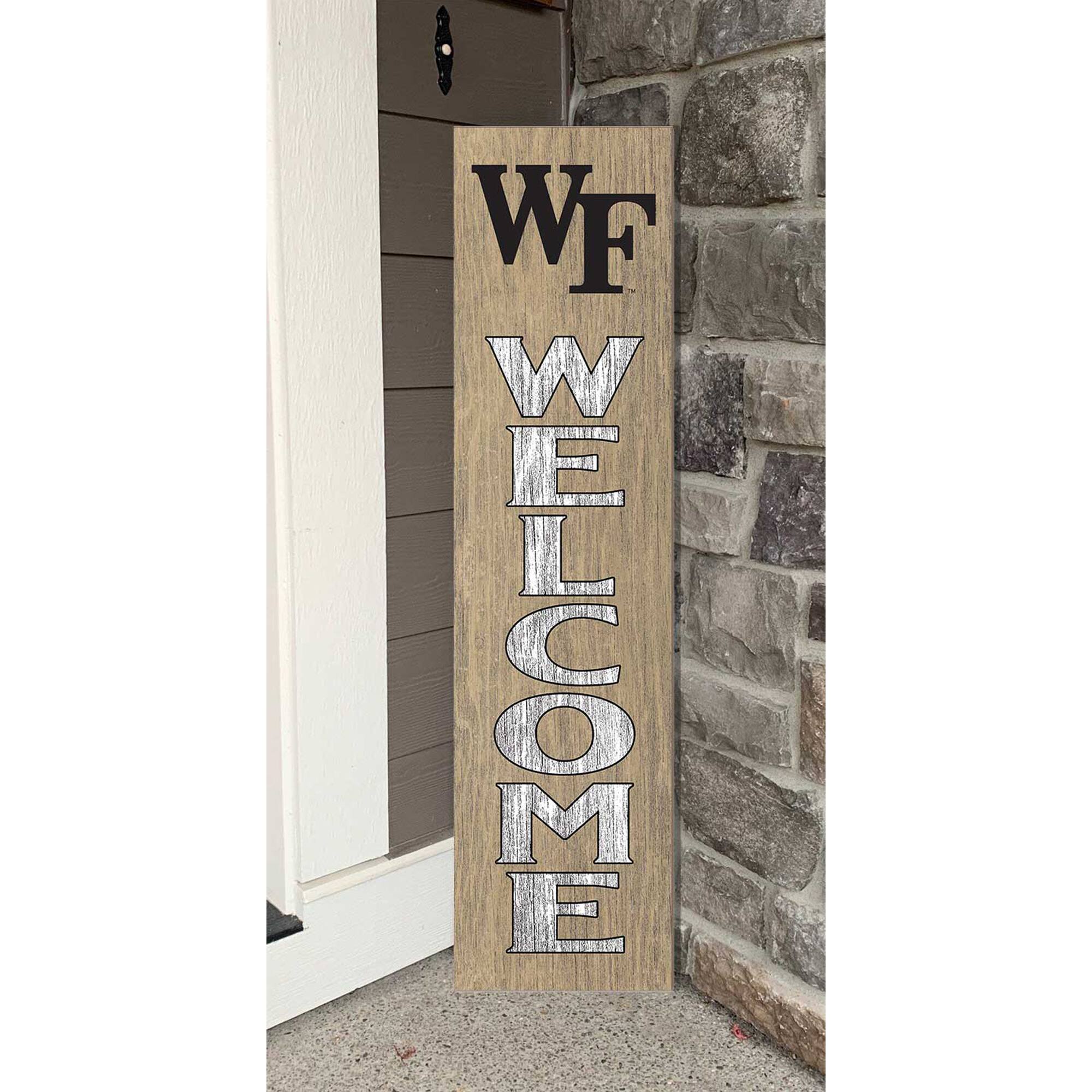 Alt View 1. Jardine - Gold Wake Forest Demon Deacons 12'' x 48'' Welcome Outdoor Leaner - Gold.
