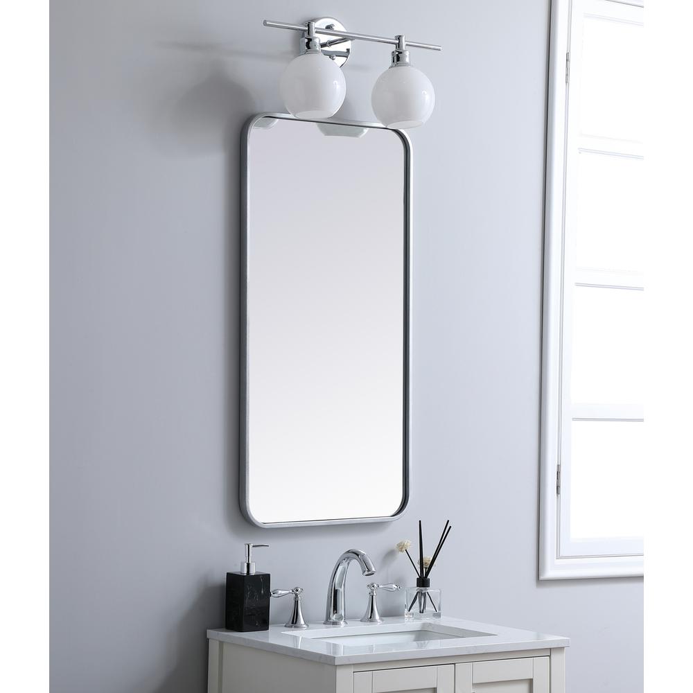 Alt View 7. Elegant Decor - Soft corner metal rectangular mirror 18x36 inch in Silver - Silver.