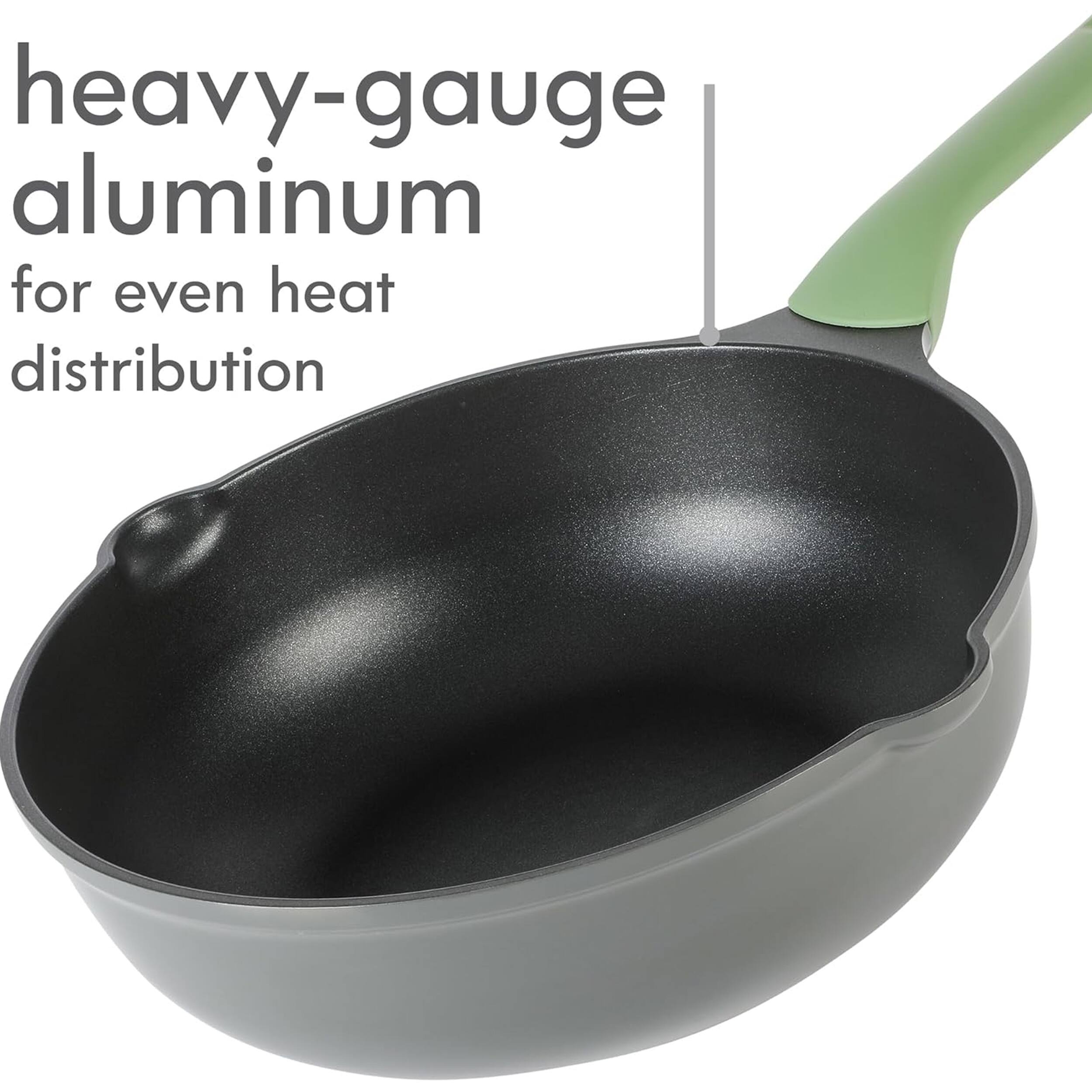 heavy-gauge aluminum for even heat distribution