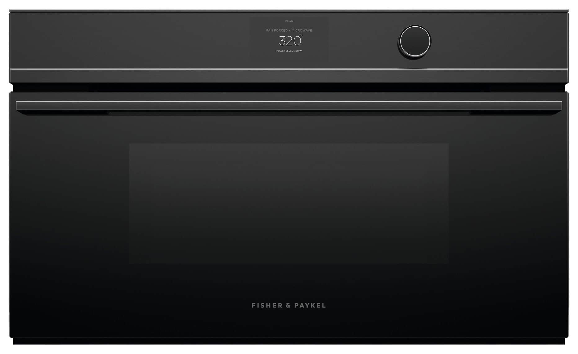 The text on the image reads: "TR:80 FAN FORCED MICROWAVE 320 POWER LEVEL - ... - FISHER & PAYKEL."