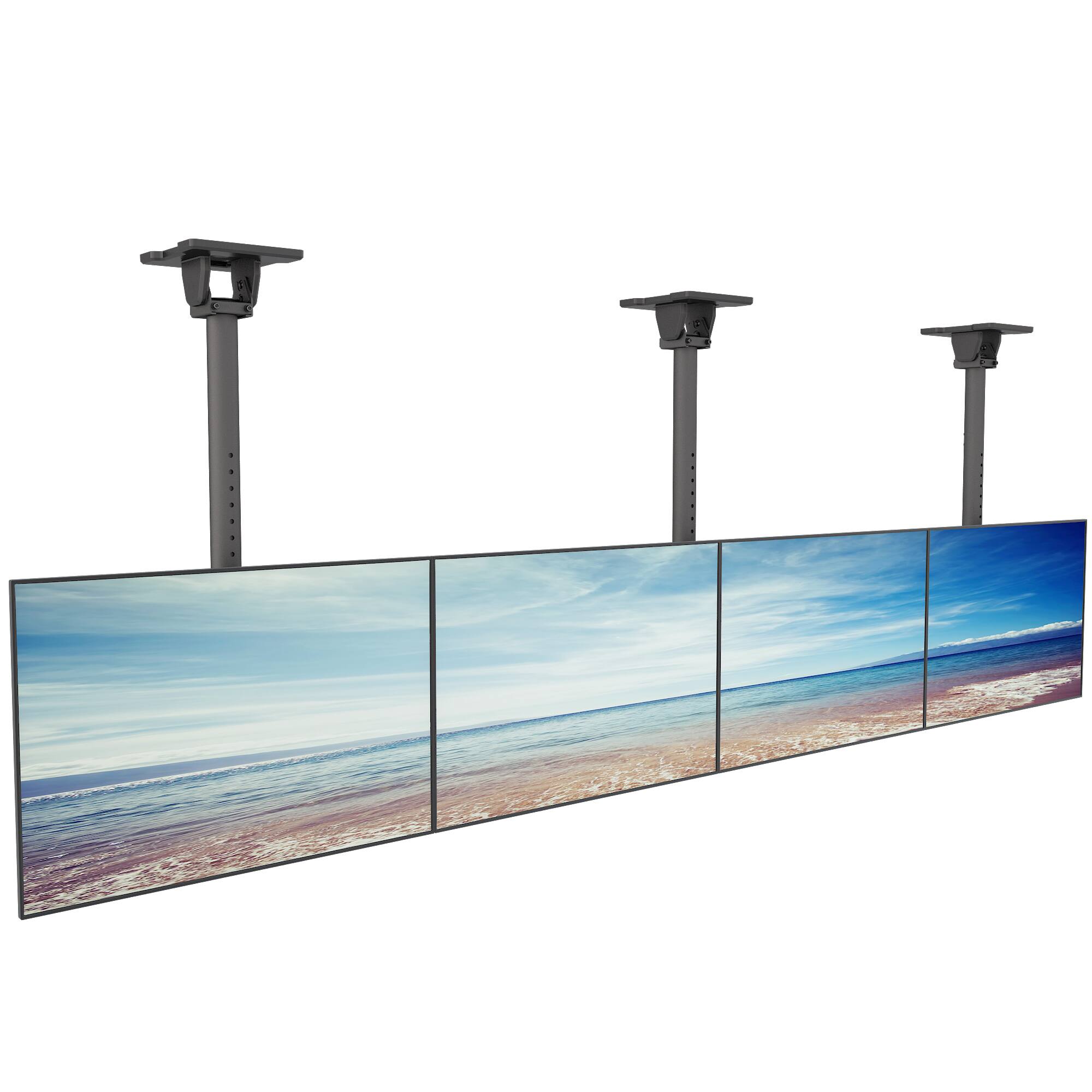 Angle. Kanto - Menu Board Ceiling Mount System with Tilting Arms for 40" - 60" TVs, 4 Screens - Black.