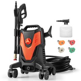 Ecooso - 2400 PSI 1.7 GPM Electric Pressure Washer with Universal Wheels, Portable Cleaner for Driveway & Deck - Orange