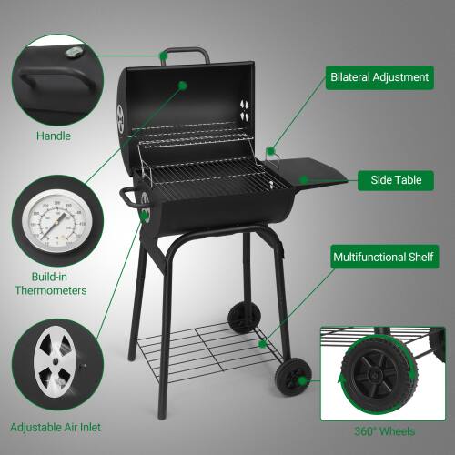 Bilateral Adjustment Handle Side Table  
TH 2 10 -- THE - te -00 -a P a2 7 +8 - A A 1 -  
Multifunctional Shelf  
Build-in Thermometers  
Adjustable Air Inlet  
360° Wheels