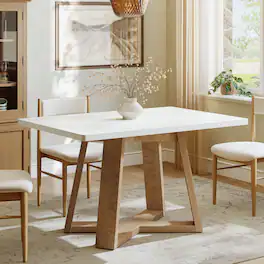 Tribesigns - Modern Dining Table with Engineered Wood Construction and Wood Grain Finish for Kitchen and Living Room - White