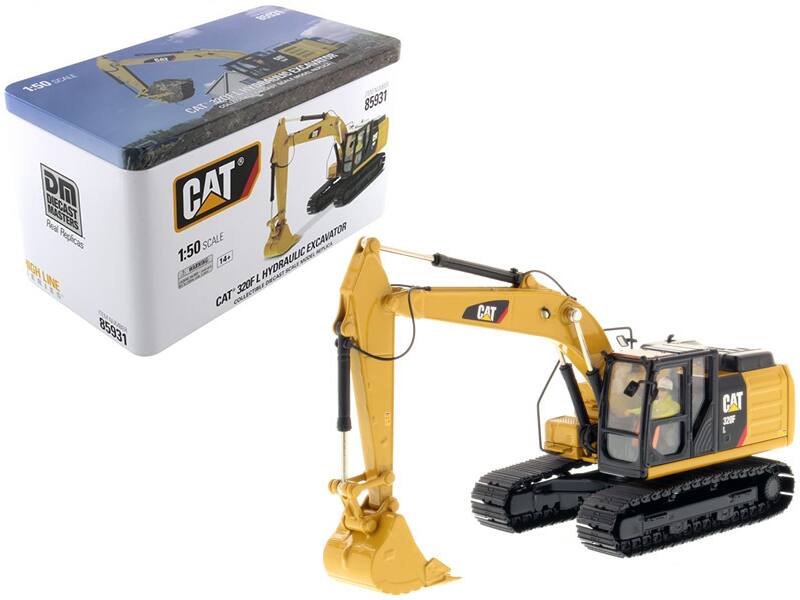 CAT Caterpillar 320F L Hydraulic Excavator with Operator "High Line Series" 1/50 Diecast Model by Diecast Masters - Yellow