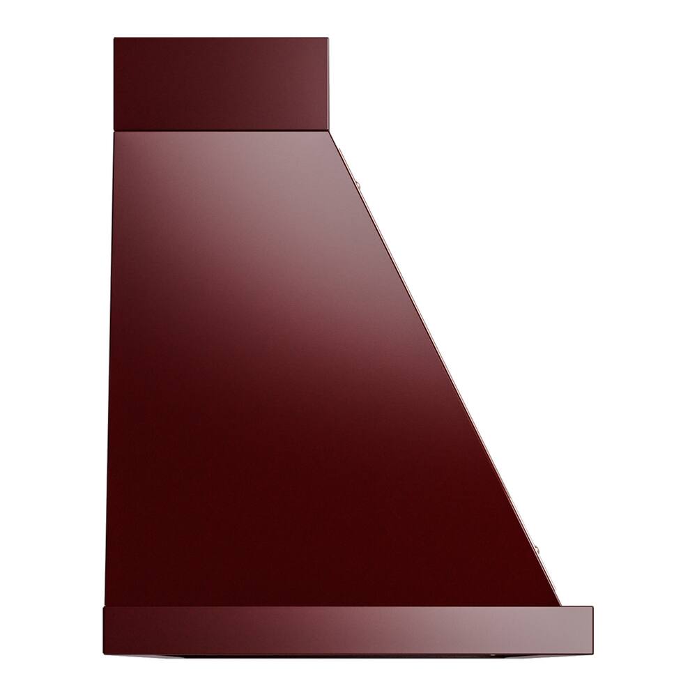 Alt View 2. ILVE - ILVE Nostalgie II Noblesse 60 inch Ducted Wall Mount Range Hood with 600 CFM (Burgundy, Copper Trim) - Burgundy.