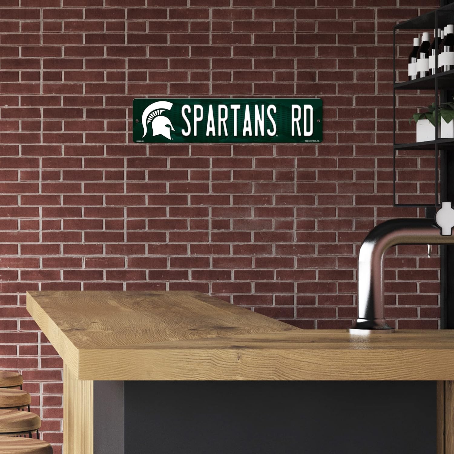 Alt View 3. Rico Industries - Michigan State Spartans 16" Street Sign for garage, office, man cave or any wall - Multi.