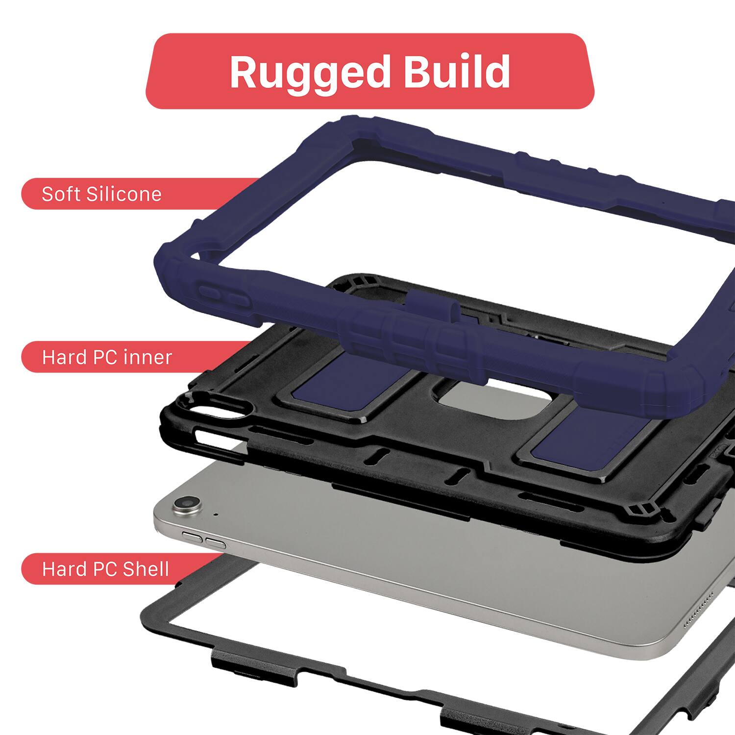 Rugged Build

- Soft Silicone
- Hard PC inner
- Hard PC Shell