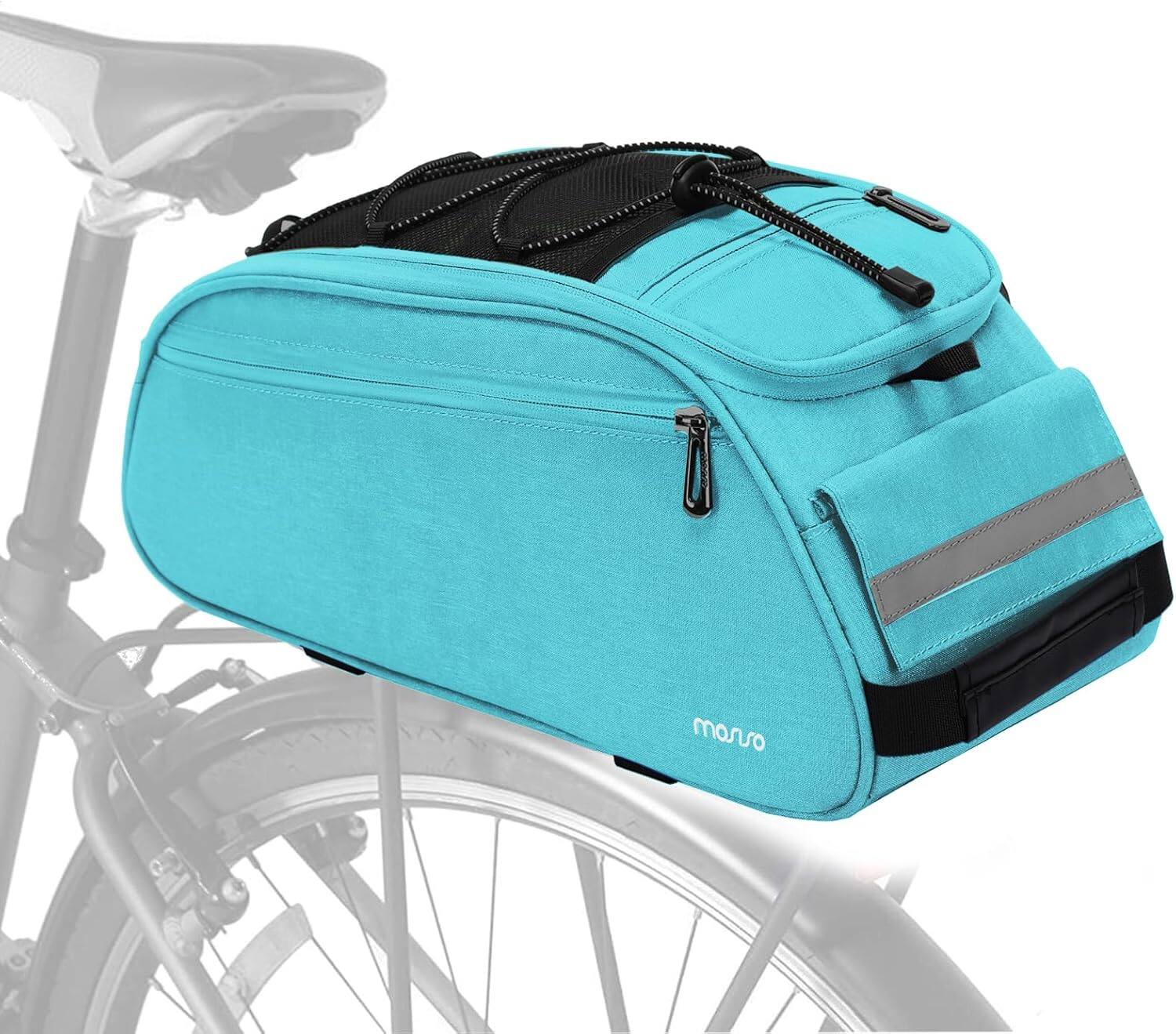 Angle. mosiso - Bike Rack Bag Waterproof Bicycle Trunk Pannier  Cycling Bike Carrier Backseat Storage Luggage Saddle Shoulder Bag - Sky Blue.