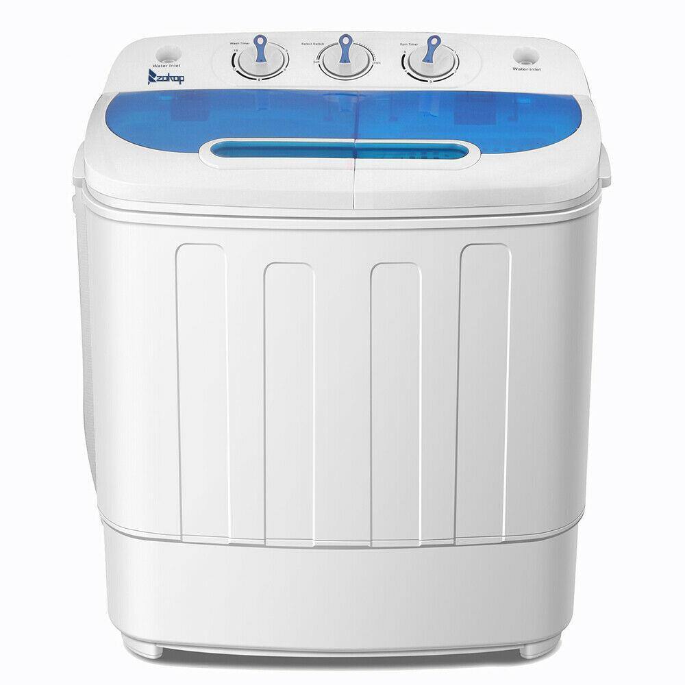 Winado - Washing Machine Compact Twin Tub Washer Spin Dryer 15 LBS Dorm Apartment - White & Blue