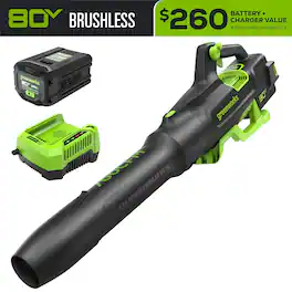 Greenworks - 80V 700 CFM Cordless Handheld Leaf Blower, with 2.5Ah Battery and 40 Minute Rapid Charger - Green
