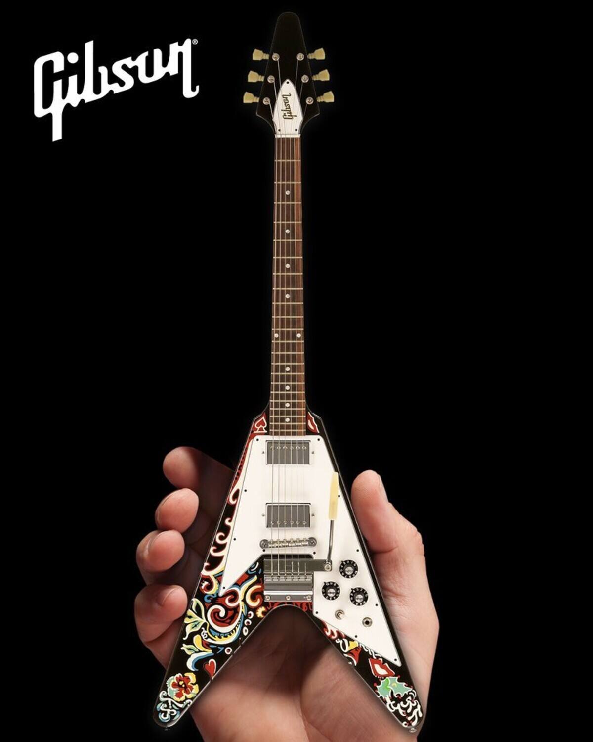 Jimi Hendrix - Axe Heaven Jimi Hendrix Gibson Psychedelic Flying V Mini Guitar Replica Collectible - Collectibles - Multicolor