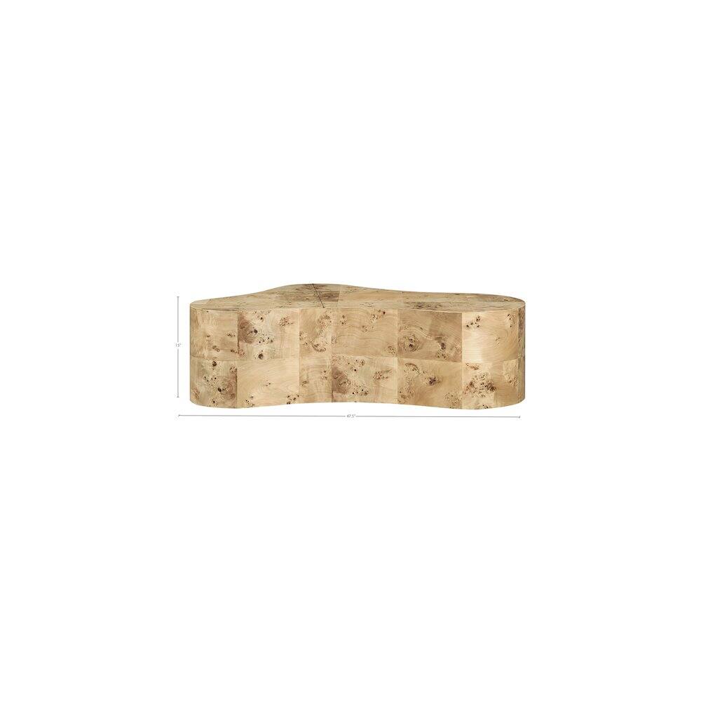 Alt View 4. Meridian Furniture - Zaire Natural Burl Wood Coffee Table - Brown.