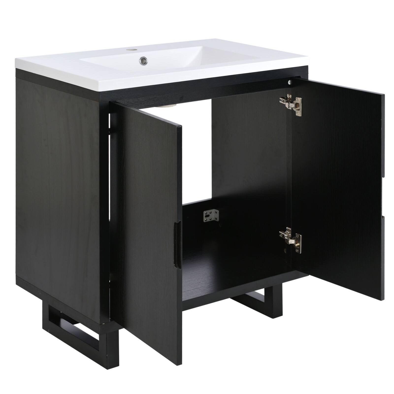 Alt View 9. Glintex - 30-Inch Bathroom Vanity with Resin Sink, Solid Wood Frame, Soft-Close Doors and Spacious Storage - Black.