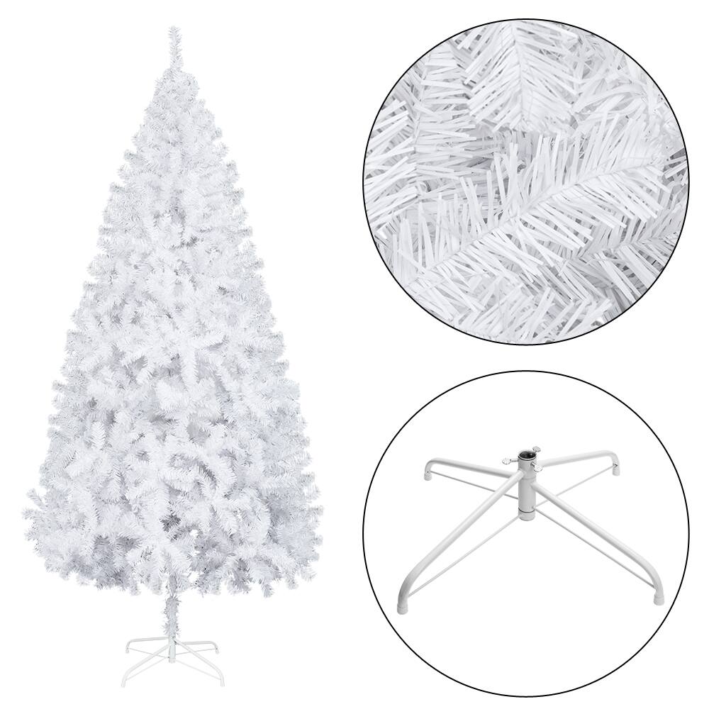 Alt View 3. Winado - 8FT Artificial Christmas Pine Tree Unlit with Branch, Sturdy Metal Stand for Outdoor Indoor Holiday Party Decoration - White.