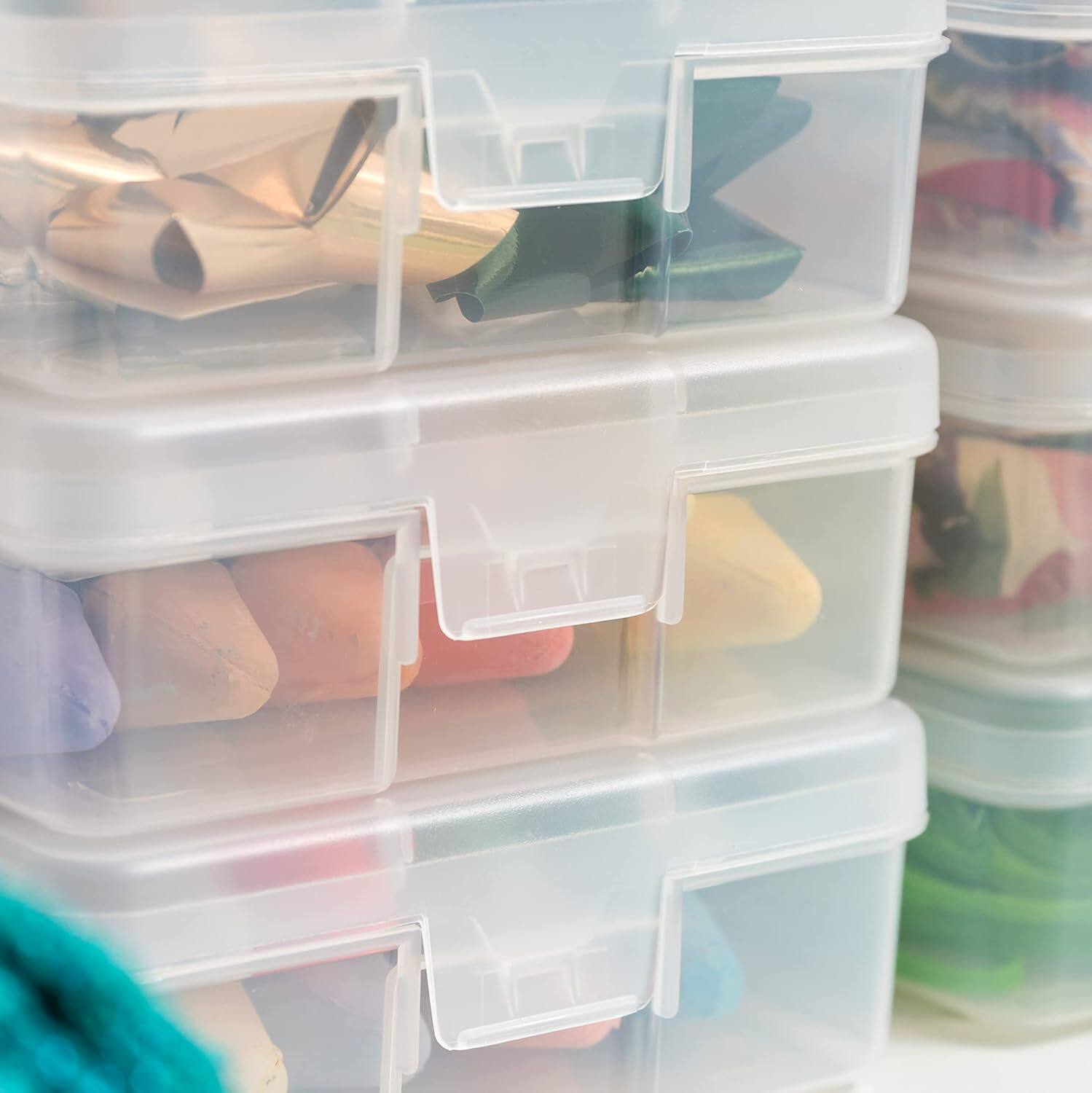 Alt View 8. IRIS USA - IRIS USA Plastic Small Storage Containers with Latching Lid for Pencil Box, Lego, Crayon, Stackable.